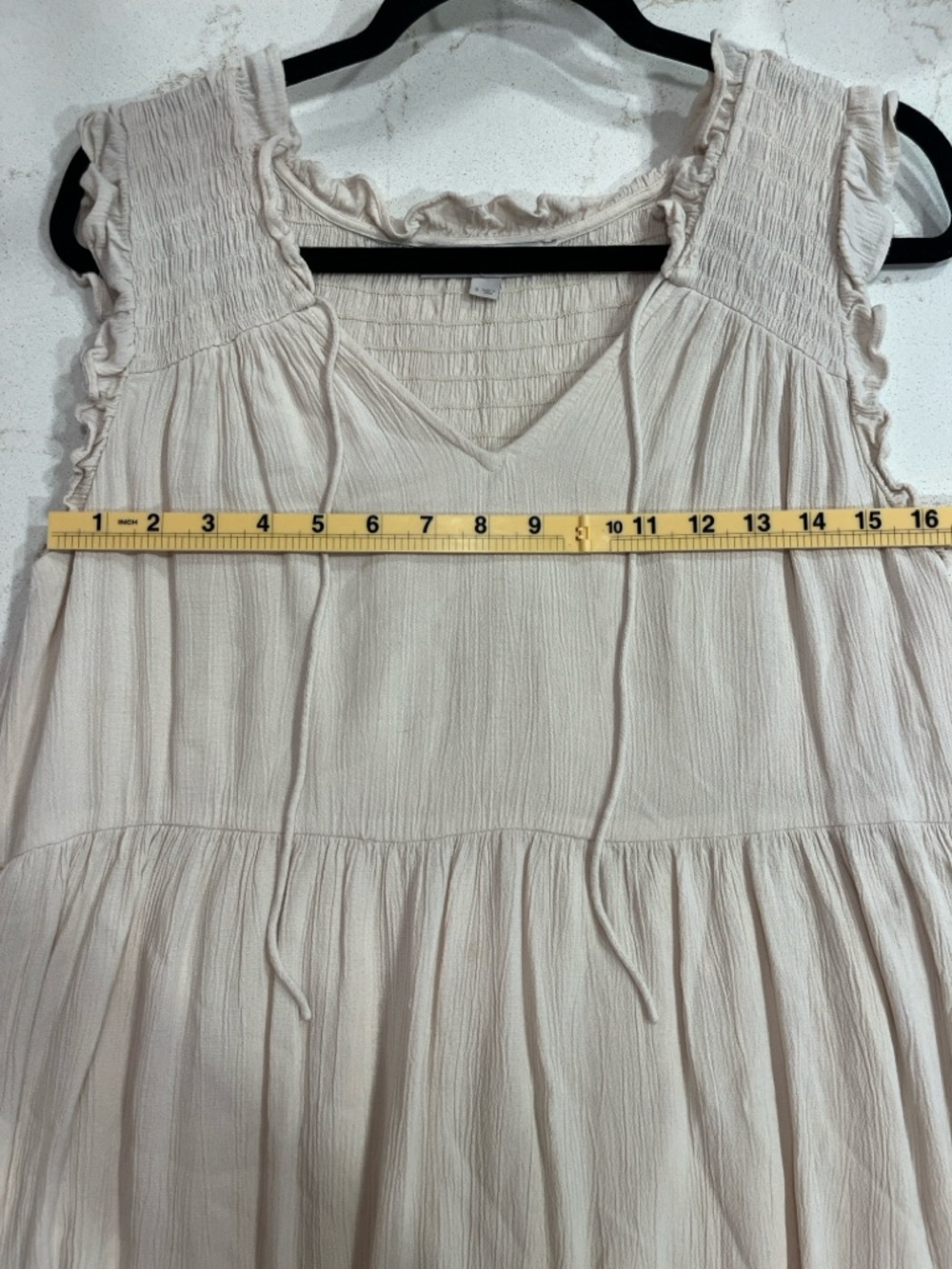 LOFT Cream Colored Tiered Ruffle-Trim Midi Dress - Picture 6 of 6